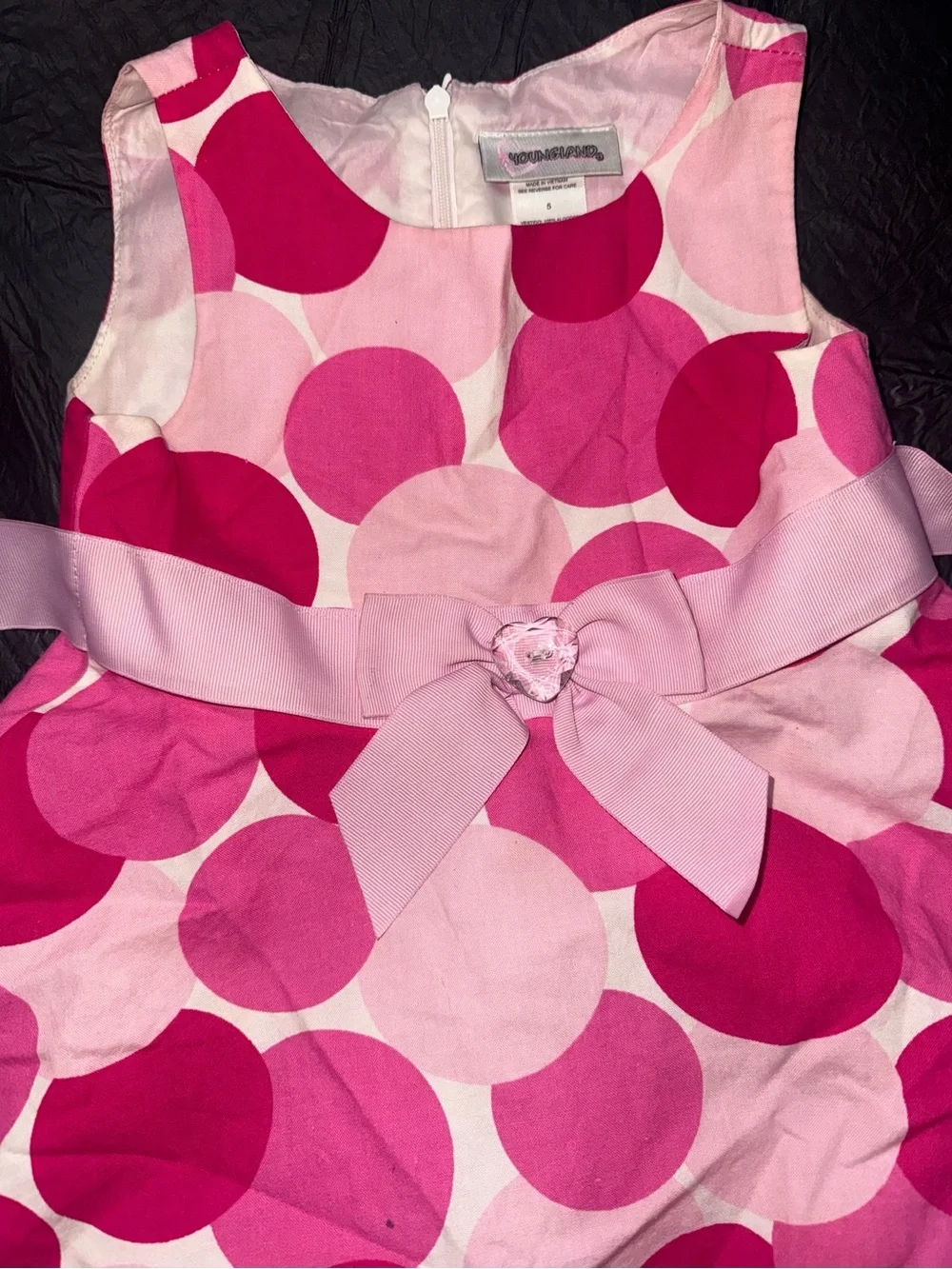 Girls Pink Polka Dot Party Dress with Bow